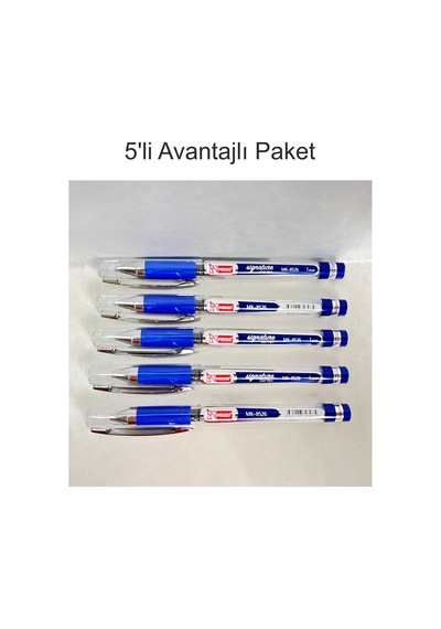 Mikro Mk-8526 Gel Pen İmza Kalemi Mavi 0.1 Mm Uç 5 Li Paket Mavi
