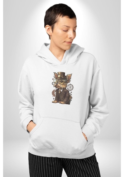 İş İnsanı Yorkshire Zamanda Yolculuk Kadın Erkek Beyaz Kapüşonlu Sweatshirt Hoodie Beyaz