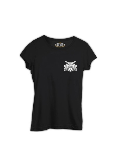 Golf Kulübü - Turnuva Siyah Bayan Tshirt