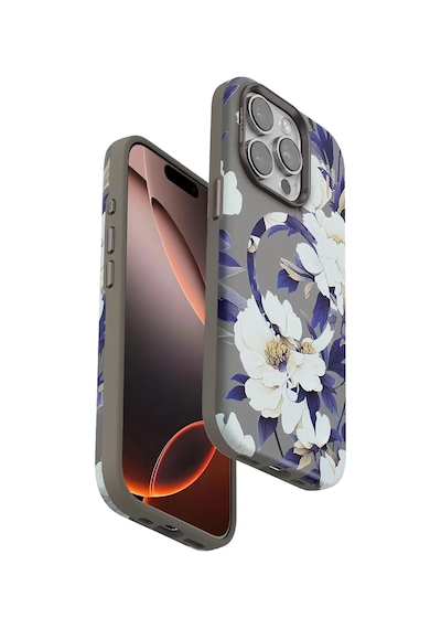 Onegif Apple İphone 14 Pro Flower Series Magsafe Kapak - Gri