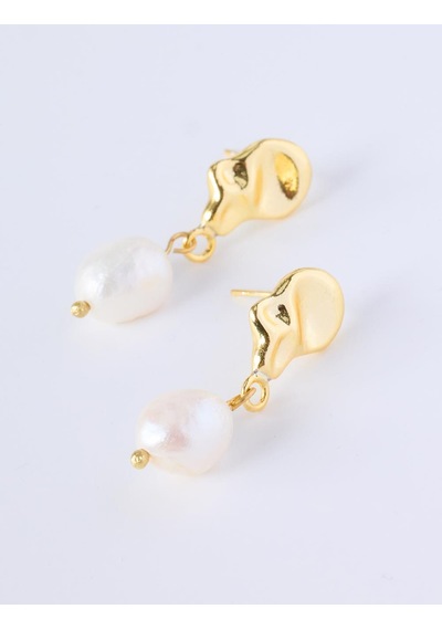 Jimmy Key Altın Rengi İnci Figürlü Sallantılı Modern Küpe 6ww439255150