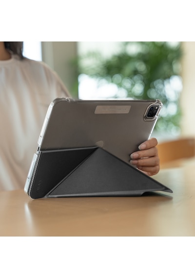 Apple Uyumlu iPad, Air 11 2025 M3 Raptic Clear Folio Airbagli Şeffaf Kapaklı Katlanabilir Standlı Kılıf Siyah