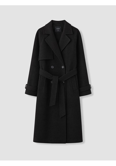 Lcw Vision Siyah Kruvaze Yaka Oversize Kadın Kaşe Kaban