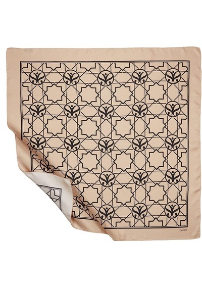 İpekevi Twill İpek Eşarp - Seljuk Monogram - Vizon Siyah - Gri