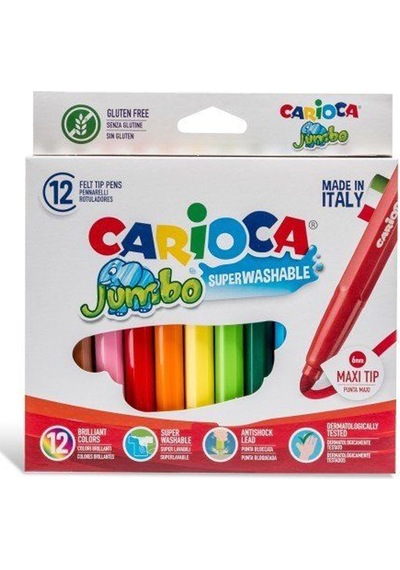 Carioca Keçeli Boya Kal Jumbo Süper Yıkanabilir 12 Li 40569