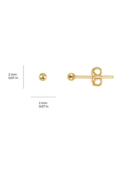 Minik Altın Top Küpe 2 Mm 14 Ayar