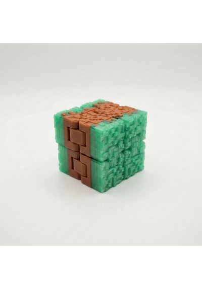 Minecraft Temalı Sonsuz Küp - Çim Blok Tasarımlı 3d Baskı Fidget & Stres Oyuncağı