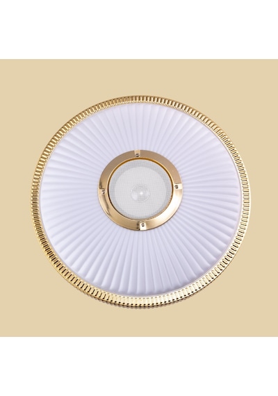 Ledx 24w Bluetooth Hoparlörlü Dekoratif Ledli Tavan Armatürü Hoparlörlü Altın - Beyaz