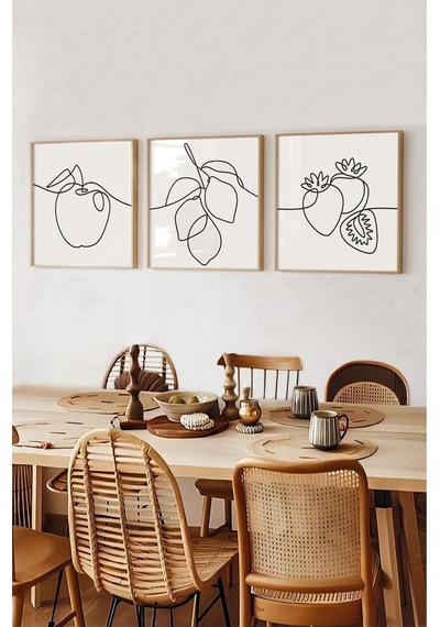 Ahşap Çerçeveli Mdf Kare Tablo Seti Mutfak Için 32 X 32 Çerçeveli Kr4049