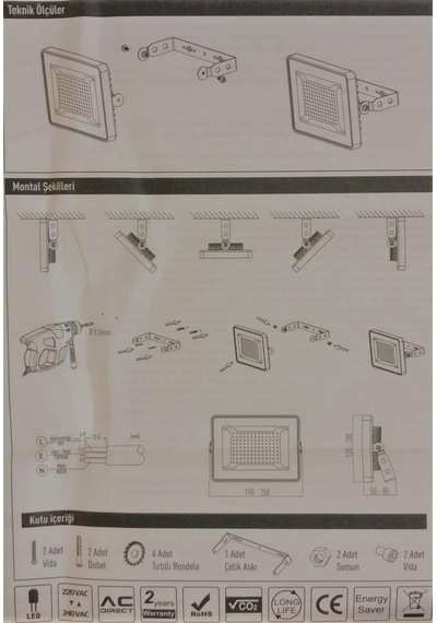 Ledram Gm-50 50w 6500k Led Projektör Beyaz N11.1092