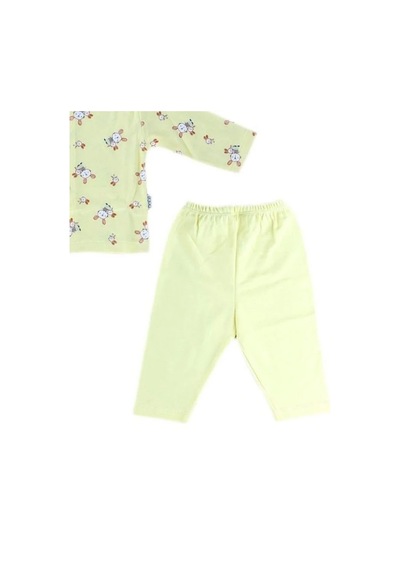 Sebi Bebe Bebek Pamuklu Önden Çıtçıtlı Tavşanlı Pijama Takım-14797 Sari