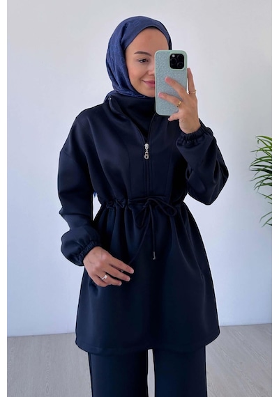 Kahijab Tasarım Yaka Scuba Takım - Lacivert Lacivert