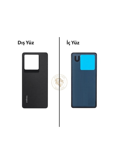 Infinix Note 30 Pro Siyah Uyumlu Arka Kapak Arka Cam Batarya Pil Kapağı Lazer Kesim Back Cover Diğer