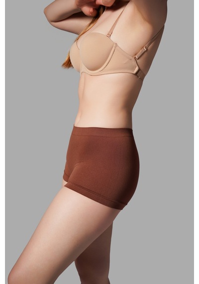 Fit Women Kadın Boxer Toparlayıcı İz Yapmayan Seamless Örme Boxer 2001 Kahverengi