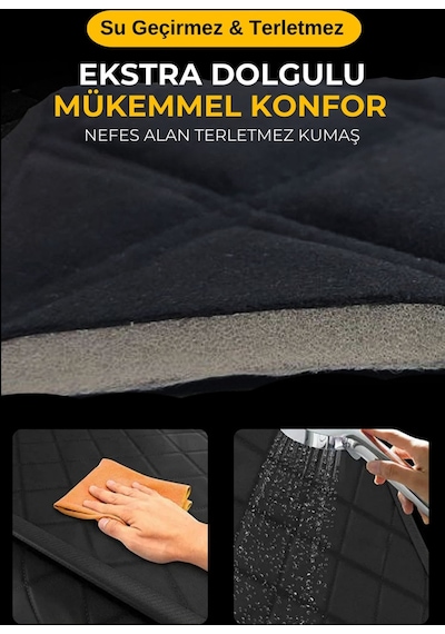 Su Geçirmez & Terletmez Sırtlı Oto Koltuk Minder Seti-koltuk Koruma Kılıfı Full Set -gri