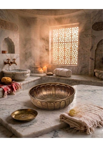 Hamam Tası Metal Antik Sarı