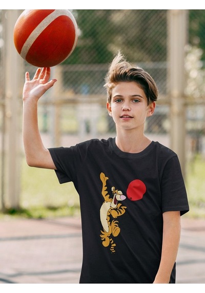 Sevbano Unisex Winnie The Pooh Tiger Baskılı Çizgi Film Çocuk Tişört 1-1 Siyah