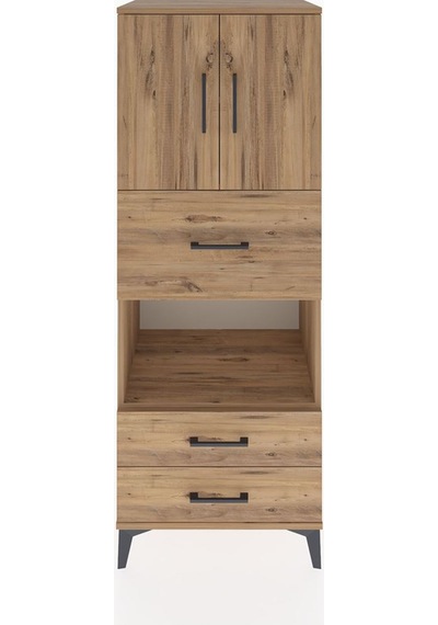 Hyperion Dolap 3 Raflı 3 Çekmeceli 2 Kapaklı 60x44x163 Çam-çam Çam