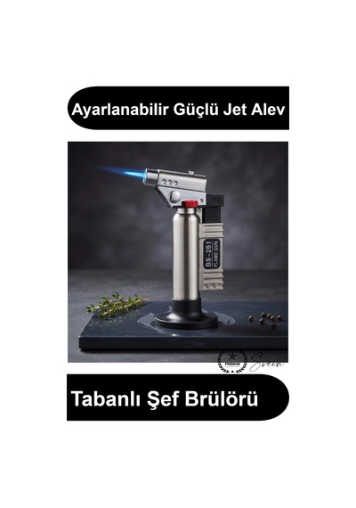 Lüks Metal Pürmüz Ayaklı Kendinden Tüplü Ayarlanabilir Jet Alevli Mutfak Kamp Hobi Çakmağı Tatlı Kar Çok Renkli