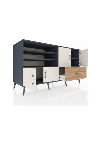 Kronos Konsol 5 Raflı Tek Çekmeceli 4 Kapaklı 176x59x99 Antrasit- Antrasit-aytaşı/çam Kronos Konsol 5 Raflı Tek Çekmeceli 4 Kapaklı 176x59x99 Antrasit- Antrasit-aytaşı/çam