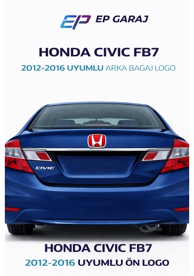 Honda Civic Fb7 2012-2016 Uyumlu Kırmızı Arka Bagaj Logo  Görünüm 0