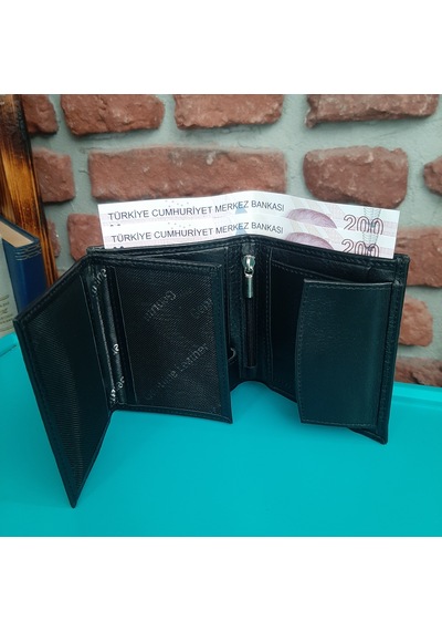 Gvnbag Hakiki Deri Erkek Bozuk Para Gözlü Siyah Mini Cüzdan Gvn-0116 Siyah