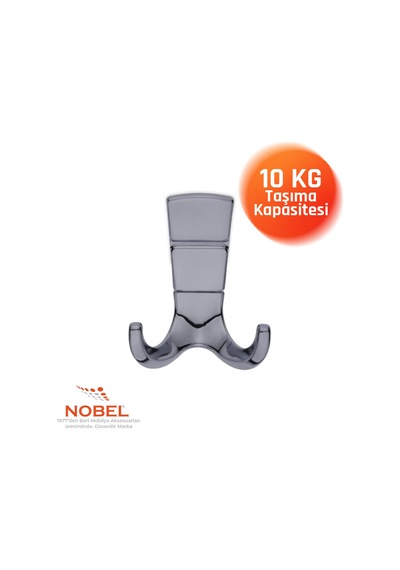 Mina Lüks Askı, Metal, Vestiyer Askı, 125 Gr, Dolap Askılık, Duvar Askılığı, Füme Vidalı 5 Adet