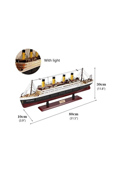 Titanik Led Işıklı Ahşap Model 80cm Titanic Gemi Koleksiyon