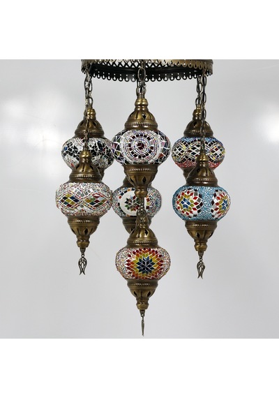Dekoratif OTANTİK OSMANLI AVİZESİ 7 Lİ TAVAN LAMBASI