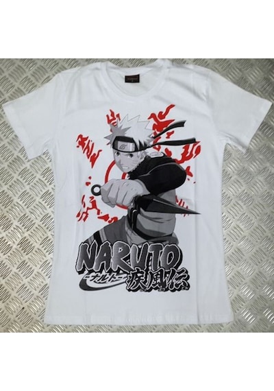 Stoned&Fame Naruto Baskılı T-shirt Beyaz