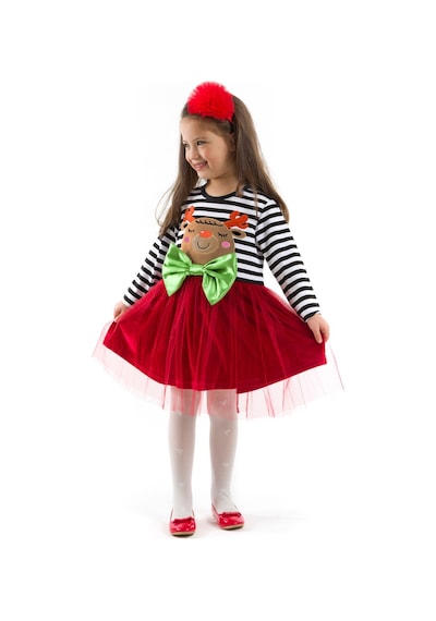 Denokids Kokoş Kız Tüllü Yılbaşı Kırmızı Elbise Kırmızı