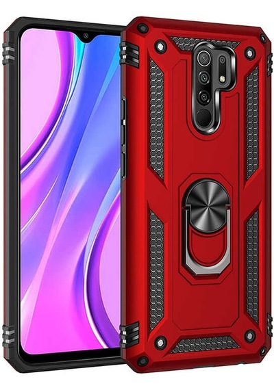 Xiaomi Redmi 9  Kılıf Sert Silikon Yüzüklü Stand Özellikli Kapak