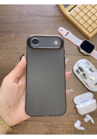 Apple iPhone 17 Air Uyumlu Süper İnce Mat Ultra Thin Silikon Kılıf Buzlu Siyah