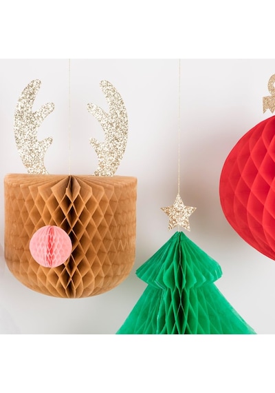 Large Hanging Honeycombs Decorations - Büyük Asılan Petekli Dekorlar - 5li Diğer