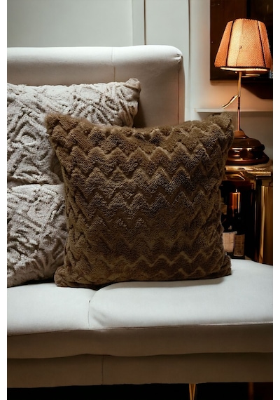 Bohem 4'lü Dekoratif Yastık Kılıfı Kırlent Kılıfı 43x43 Cm Kahverengi Zikzak Dsn Kahverengi