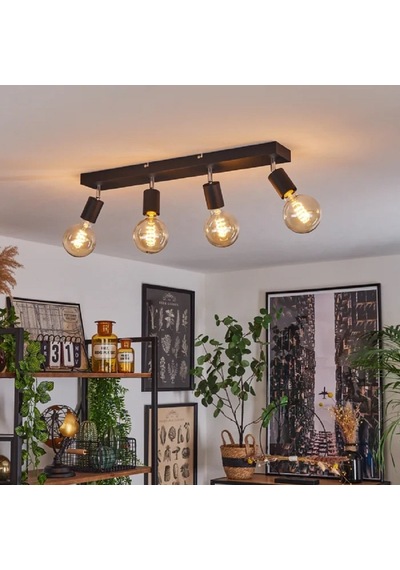 Riolight Modern Siyah 4xe27 Mafsallı Hareketli Başlık Glop Ampul Hariç Metal Spot Avize Siyah