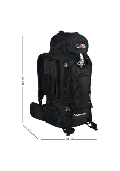 Cakard Unisex Su Geçirmez 80+10 Lt. Profesyonel Kamp & Dağcı Sırt Çantası Siyah