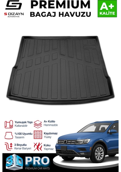 S-dizayn Vw Tiguan 3d Pro Bagaj Havuzu 2016-2023 A+ Kalite