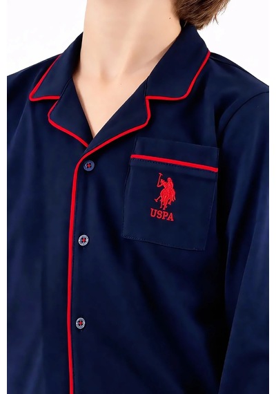 U.S. Polo Assn. Gömlek Yaka Uzun Kollu Erkek Çocuk Pijama Takımı Lacivert
