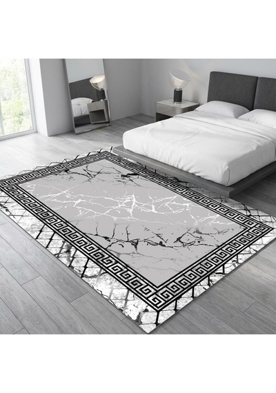 Gri Mermer Desenli Halı Dijital Baskılı Kaymaz Tabanlı Modern Salon Oda Halısı Dijital Baskı Halı 7
