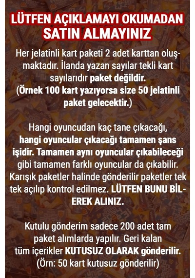 2025 Yepyeni Süper Final Serisi Oyuncu Kartları Süper Final Futbolcu Kartı 25 Paket 50 Adet Kart