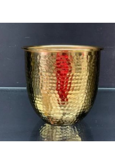 Vz-41 Mini Darbeli Gold Vazo 13 Cm Boy 11 Cm Çap Dekoratif Modern Şık Salon Vazo Altın