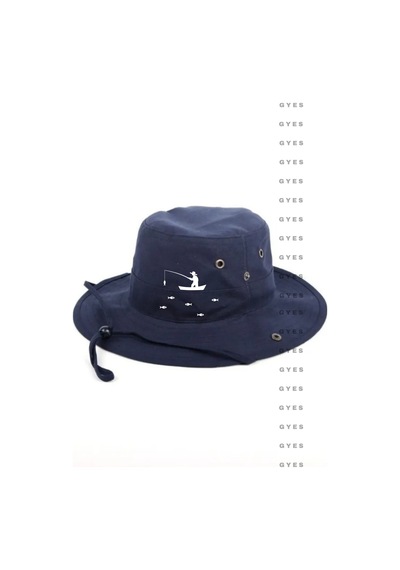 Caxis Safari Balıkçı Baskılı Şapka Unisex Katlanabilir Standart Beden Lacivert