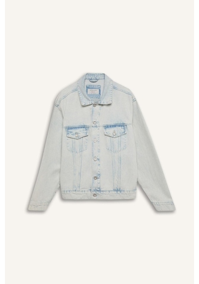 Defacto %100 Pamuk Oversize Geniş Kalıp Jean Ceket E0836ax25spnm63 Mavi-nm63