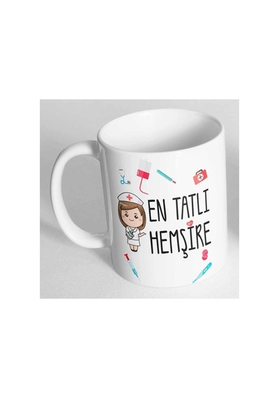 En Tatlı Hemşire Hemşirelere Hediye Baskılı Kupa Bardak Renkli