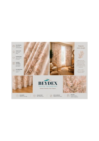 2 Adet 140x260 Cm Ölçüsünde Şık Dekoratif Fon Perde Koleksiyon Çok Renkli Vizon