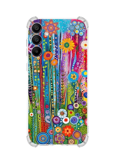Printify Samsung Galaxy A16 İle Uyumlu Düşlerin Dansı Serisi Folklorik Bahçe Tasarımlı Uv Baskılı Köşe Korumalı Antişok Kılıf Şeffaf