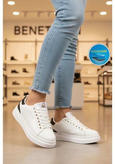 United Colors Of Benetton Beyaz Bağcıklı Cilt Unisex Spor Ayakkabı Bnı-12098 G