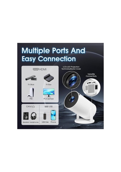 Hy300 Wifi6 Projektör Android 11 4k 150 Ansı Bt 1280x720p Taşınabilir Ev Sinema Projeksiyon
