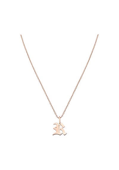 Kuyumcudukkani "force Zincirli İsim Kolye"büyük Harf Old English Font-33227-r-for Rose Gold